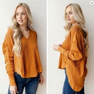 Free People We The Free Owen Thermal in Glazed‎ Ginger size Small Long Sleeve